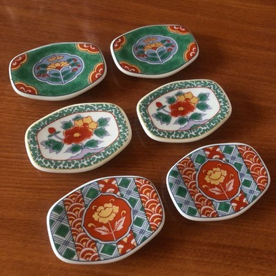 Arita Ware Peony Pattern Chopstick Rests Hashioki 6pcs Tableware Made in Japan