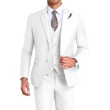 Men Suit Groomsmen Suit Orange Slim Fit 3 Pieces Suit for Men Medium White
