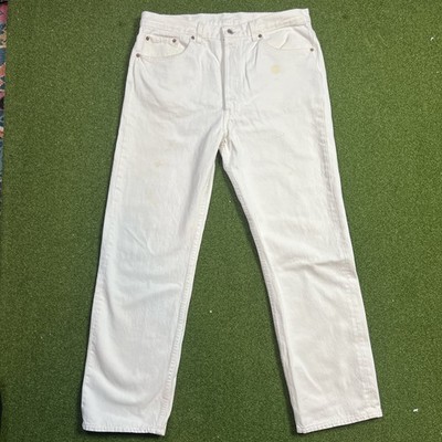 Vintage Levis 501 Jeans Made in USA White Straight Button Fly Mens 38x30 (34x29)