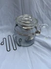 Vintage Pyrex Blueish Glass 6 Cup Percolator Coffee Pot, Complete