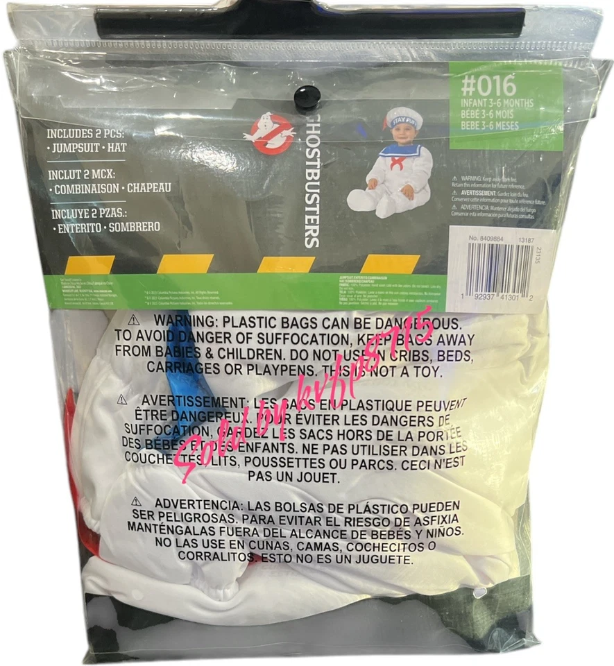 Lindo Disfraz Infantil Bebé Ghost Buster Halloween Talla 3-6 Meses Nuevo Mono Sombrero Foto 3 de 3
