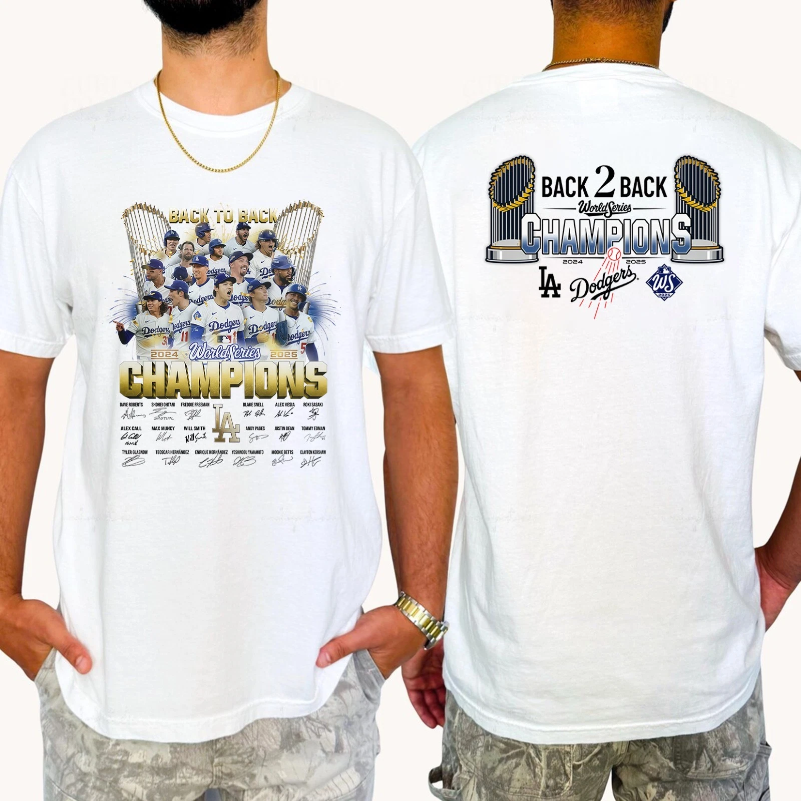 Los Angeles Dodgers World Series Champions Back To Back 2024-2025 TShirt