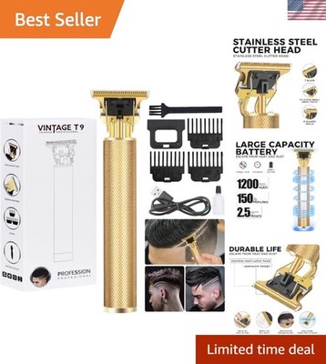 Cordless Beard and Hair Trimmer for Men, Professional T-Blade Zero Gapped Rec...