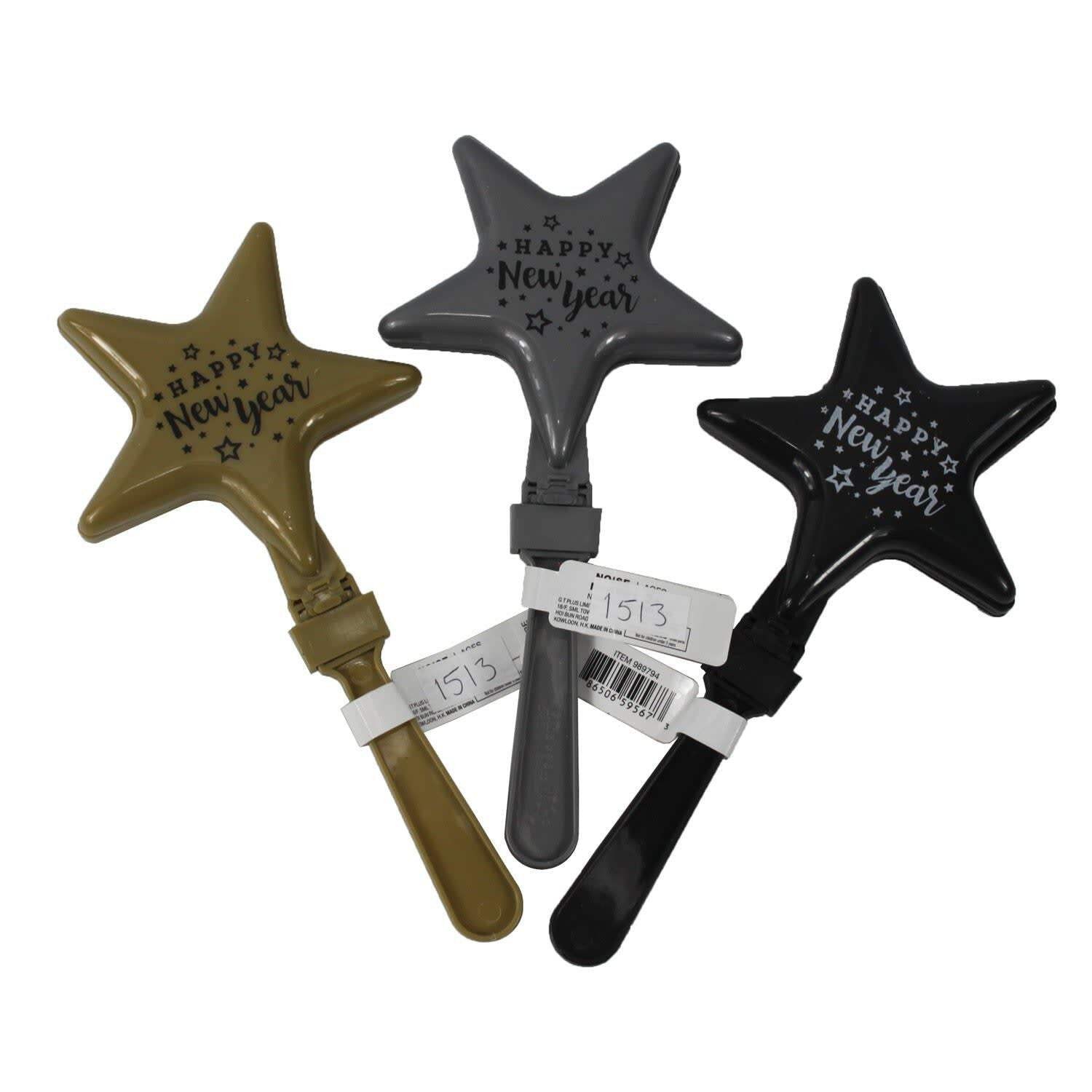 1513 - Set of Three Happy New Year Star Clappers |Pod 1-69|