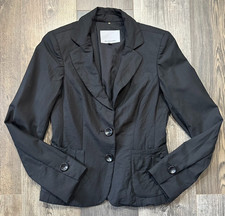 Classiques Entier Blazer Womens Black Size 4 Pleated Pockets 2 Botton Shoulder