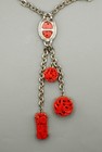 Selro Coral Cinnabar Resin Flower Floral Necklace — photo 2
