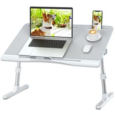 Laptop Bed Desk with Adjustable Heights and Angles, Upgraded-Sturdy Foldable ...