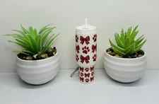 Mini "Stanley Style" Tumbler Keychain Chapstick Holder Bow & Paws - Pets - Dogs