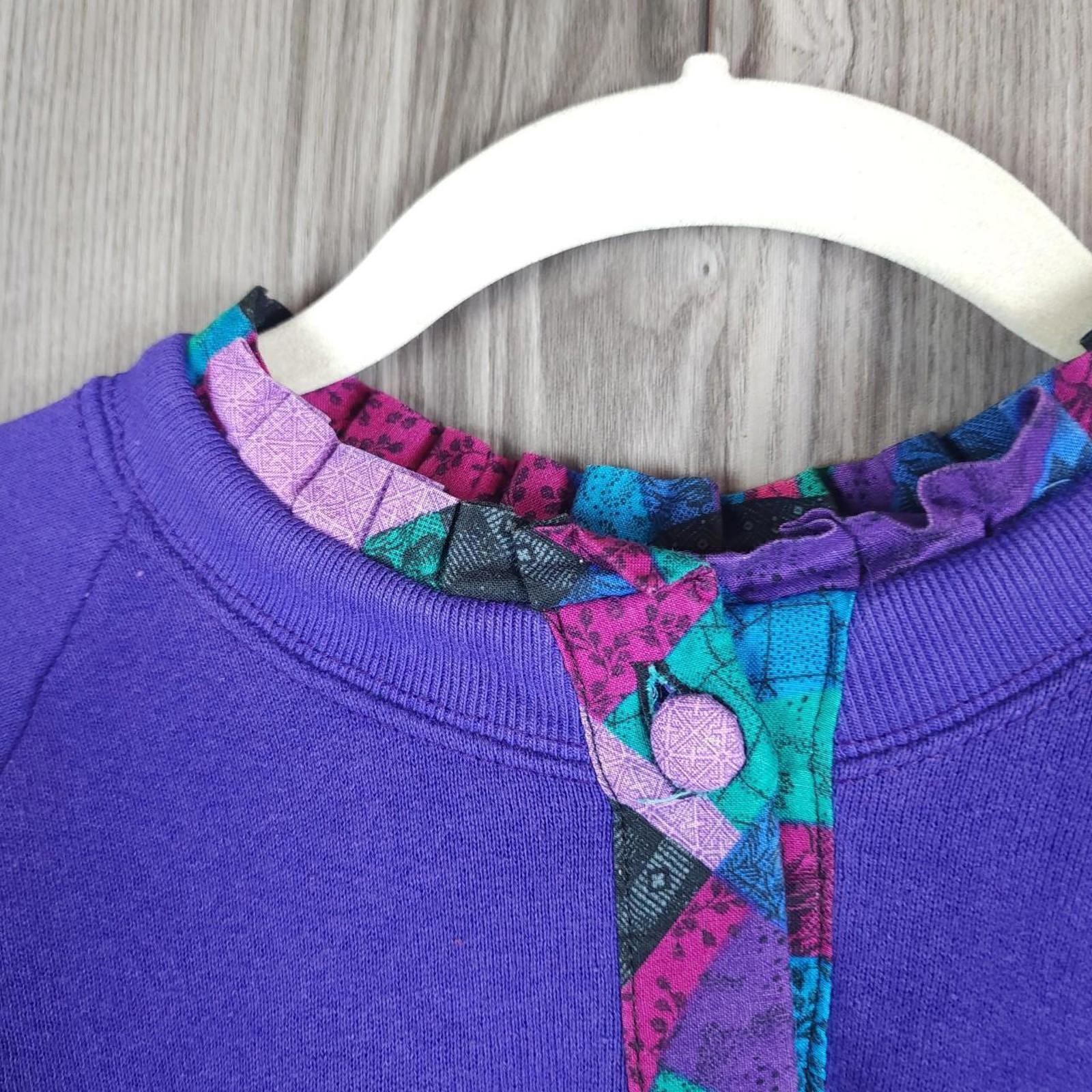 Vintage Grandma Handmade Patchwork Button Up Swea… - image 4