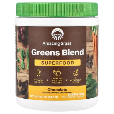 Amazing Grass Green Superfood Chocolate Drink Powder 8 5 oz 240 g All-Natural,