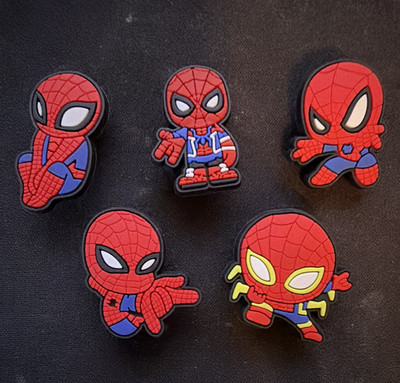 5 Pcs Spider-Man Marvel Studios PVC Rubber Shoe/Croc Charm Jibbitz, Brand New