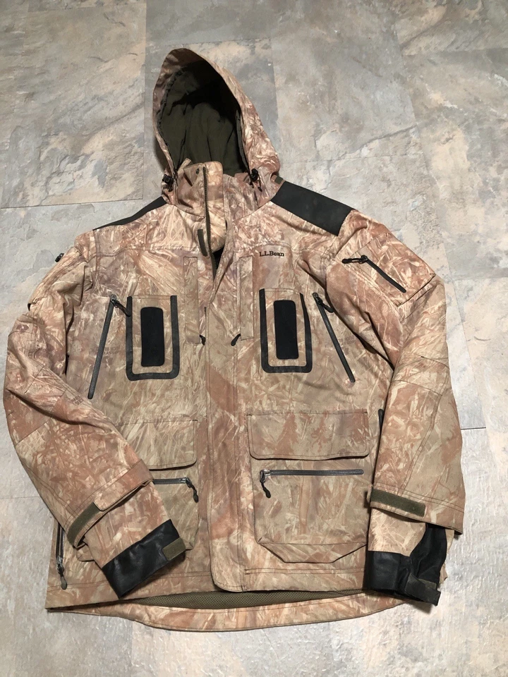 LL Bean Mossy Oak Duck Blind Camo Full Zip Hunting Jacket  Large Tactical hooded - Image 4 of 4