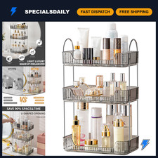 3 Tier Bathroom Organizer Makeup Perfume Tray Skincare Storage for Vanity - Grey