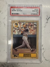 Barry Bonds 1987 Topps Baseball RC Rookie Card #320 - PSA 10 GEM MINT. rookie card picture