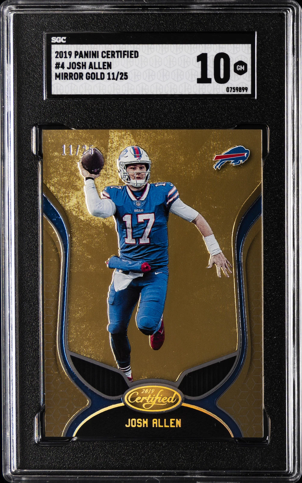 Josh Allen Panini Certified #4 Mirror Gold