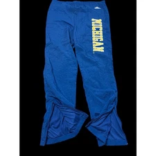 Vintage 90s Y2K Michigan State Logo Spell Out Apex One Blue Track Pants Sz L C10