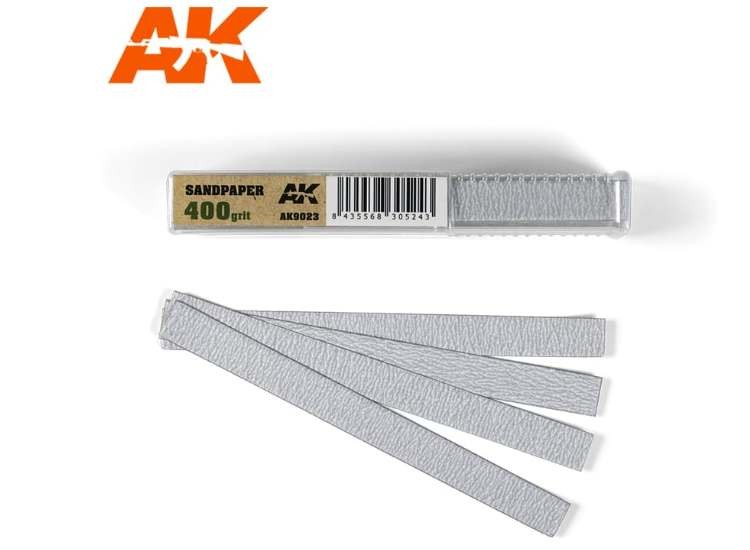 AK Interactive 09023 - - Dry Sandpaper 400 Grit 11x1cm (50 Pieces)