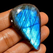 69.5 Ct Natural Labradorite Blue Flashy Pear Cabochon Loose Gemstone 44X29X6 mm