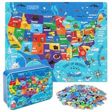 USA Sea Map 100 Piece Jigsaw Puzzle for Kids Ages 4-8 Large Map Puzzle