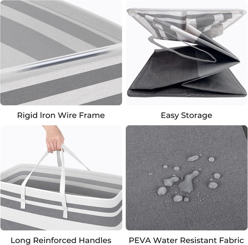 HomeHacks 1-Pack Large Laundry Basket,Waterproof, 100L, Gradient Grey - Picture 2 of 6