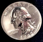 1962 Choice/Gem Proof Quarter 90% Silver  Blazing Mirrored Surface