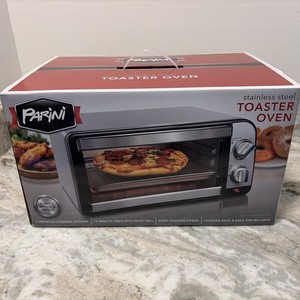 Parini Stainless Steel Toaster Oven Stainless Steel 800 Watt 15 Min Timer New