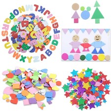 Foam Stickers Self Adhesive Mini Shapes Glitter Stars Letters Kids