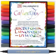 ZIG Calligraphy Marker Pens, 12 Colors set, 2mm 3.5mm Dual Tip Markers, for...