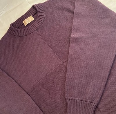 Marks & Spencer Made in Italy Men s Large   Wine Wool Blend Crewneck Sweater
