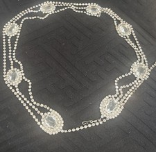 Vintage Rhinestone Belt HUGE Clear Silver Tone Hook Breathtaking 32-41