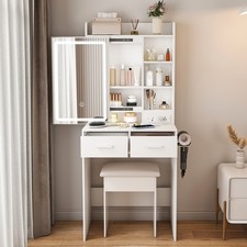 LED Vanity Table with Mirror and Stool