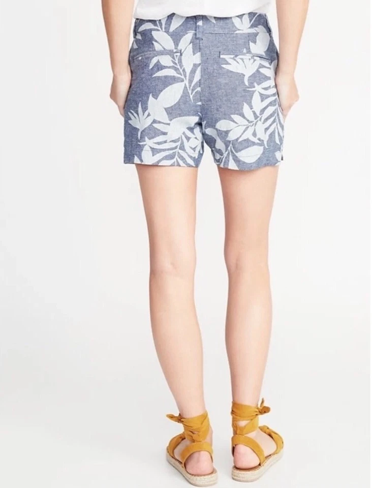 Old Navy Everyday Shorts Tropical Linen Blend Chambray Size 0 - Image 4 of 4