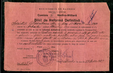 WWI Jewish-Romanian Soldier Discharge 1929 - Reg. 13 Infantry - Dorohoi Judaica