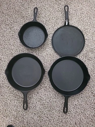 Lot of 4 antique Cast Iron Pan Wagner Lodge