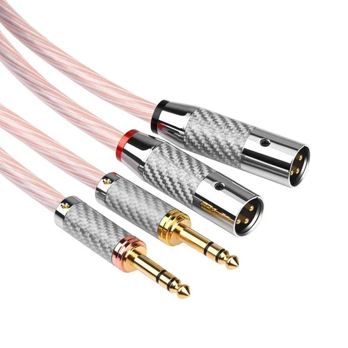 Paar OCC Silber gemischt Hifi TRS 6,35mm Stecker auf 3 Pin XLR Kabel Audio 12 Stränge - Bild 9 von 16