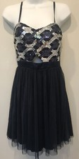 MY MICHELLE Navy Blue Sequin Jeweled Waist Prom Formal Dress Size 3 NEW Cutout