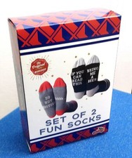 BOXES OF NOVELTY/FUN SOCKS - DO NOT DISTURB/IF YOU CAN READ THIS - 4 PAIR NEW