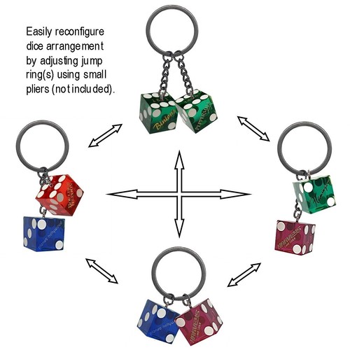 Novelty Key Ring Keychain Genuine Casino Dice Green Las Vegas Lake Tahoe Reno - Picture 4 of 8