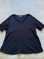 Karen Scott Women Short Sleeve V-Neck T-Shirt Black Size XL