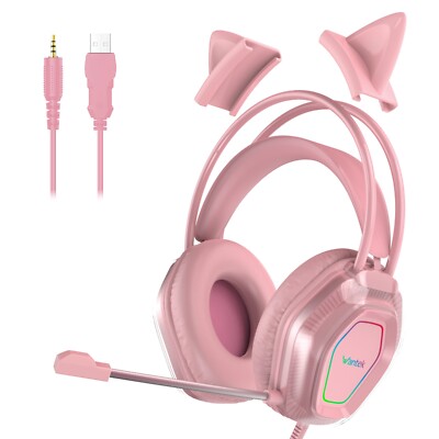 Gaming Headset mit Rauschunterdrückung Mikro RGB-Lichter für Switch, PC,Xbox, PS