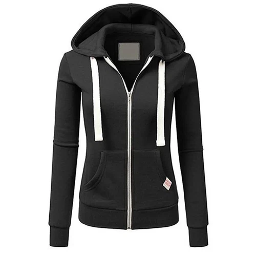 Felpa con cappuccio donna zip intera leggera tasche giacca full zip essenziali casual - Foto 14 di 22