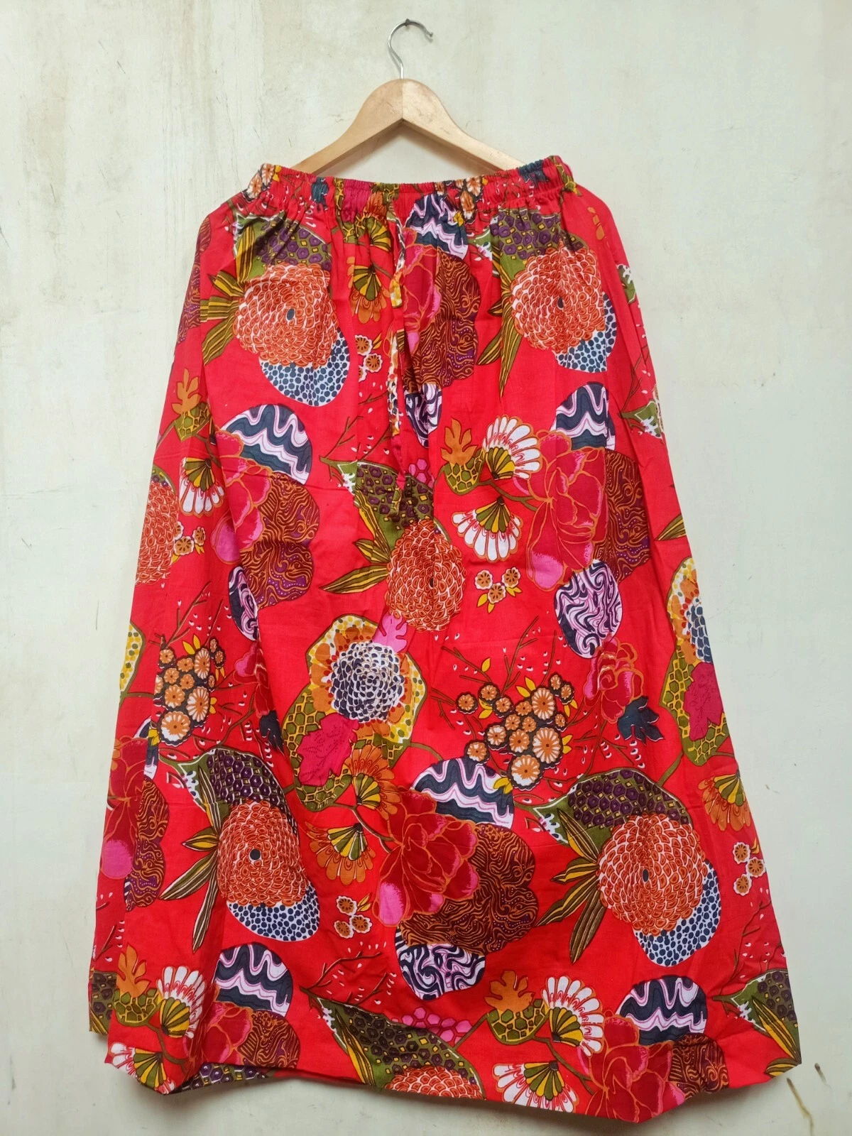 Indian Long Cotton Red Fruit Printed Skirts Women's Clothing Partywear Skirts US
