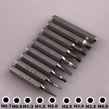 9pcs H4 28mm HEX H0.7 H0.9 H1.3 H1.5 H2.0 H2.5 H3.0 H3.5 H4.0 Screwdriver Bits
