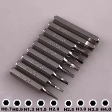 9pcs H4×28mm HEX H0.7 H0.9 H1.3 H1.5 H2.0 H2.5 H3.0 H3.5 H4.0 Screwdriver Bits