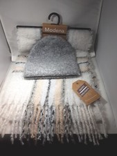 MODENA Wmns Heather Gray Hat & Scarf Set NWT