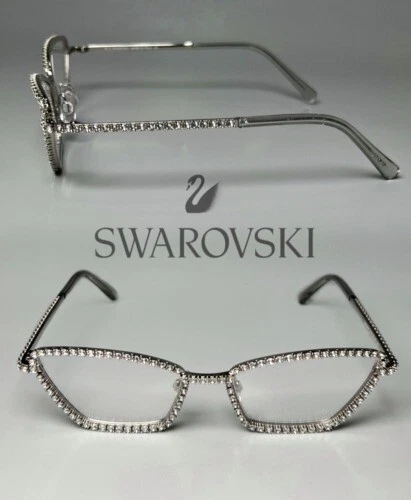 New SWAROVSKI Eyeglasses Women’s SK5421 016 Clear Stones Metal 55 140 Cat Eye