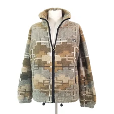 Onda Gaucha Argentina Jacket Mens Large Green Deep Pile Fleece Full Zip