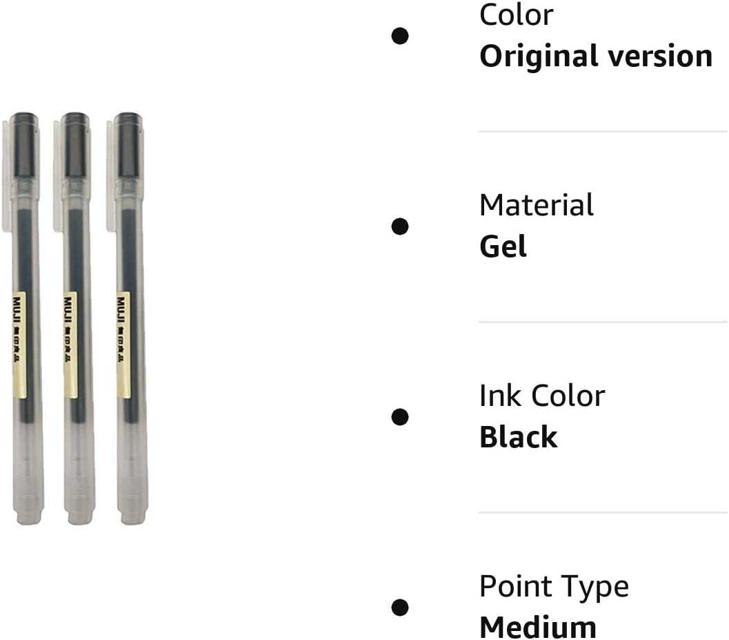 Muji Gel Ink Ball Point Pen, Black, 0.5Mm, Pack of 3 (Japan Import) eBay