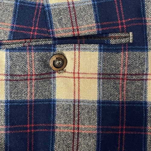 Vtg 70's George Deans Blue Tan Red PLAID Pants TARTAN Slacks Wool BELL BOTTOMS - Picture 4 of 8