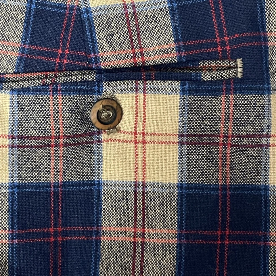 Pantalones de Colección Años 70 George Deans Azul Tostado Rojo Cuadros Tartán Pantalones Lana BONDOS CAMPANA Foto 4 de 4